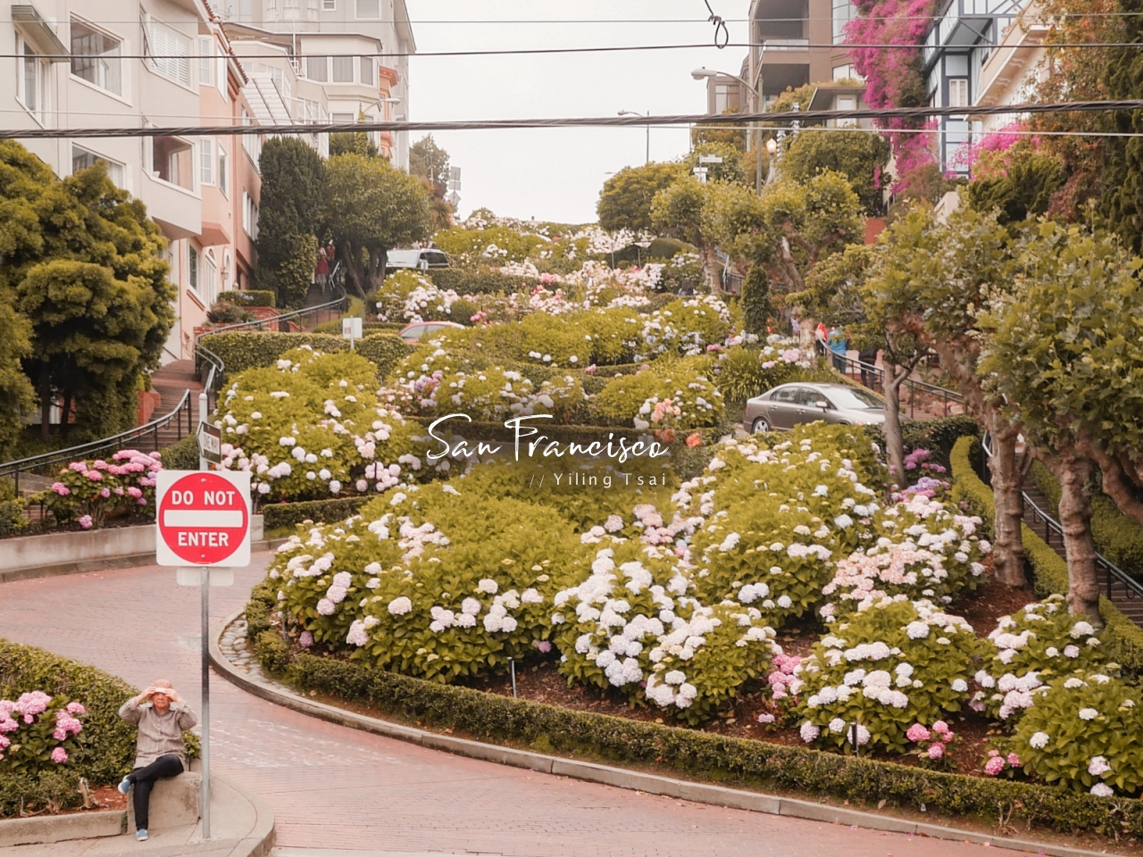 美國舊金山景點 九曲花街 Lombard Street 倫巴底街 九彎十八拐急轉彎斜坡